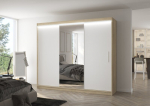 Spinta ADRK Furniture su LED ap&scaron;vietimu Denis 250, balta/smėlio