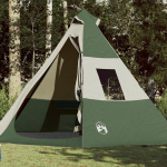 Stovyklavimo palapinė, žalia, septynvietė, tipi dizaino