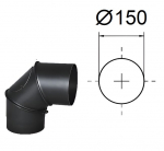 0-90&deg; reguliuojama lenkimas su revizija. Juodas metalas 2 mm. D-150 mm.