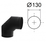 90&deg; lenkimas su revizija. Juodas metalas 2 mm. D-130 mm.