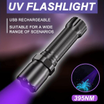 Įkraunama UV žibintuvėlis 395nm su 3 režimais