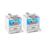 2 naktinių spintelių su LED ap&scaron;vietimu ir įkrovimo stotele rinkinys, baltas