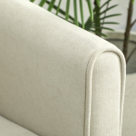 Dvivietė sofa su putplasčio pamink&scaron;tinimu ir audiniu, svetainei, miegamajam, metalinis rėmas, kreminės baltos spalvos