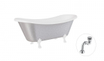 Vonia Besco Amelia Glam 190, Silver+White, su sifonu Klik-klak Chrome