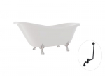 Vonia Besco Otylia 160, White+Chrome, su sifonu su persipylimu Klik-klak Black