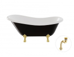Vonia Besco Otylia B&W 160, Black/White+Gold, su sifonu Klik-klak Gold