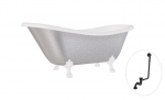 Vonia Besco Otylia Glam 160, Silver+White, su sifonu su persipylimu Klik-klak Black