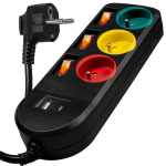 Prailginimo kabelis Vayox VA0402, 2M 3 lizdai, USB-A, USB-C juodas