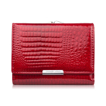 Moteri&scaron;ka maža odinė piniginė eleganti&scaron;ka raudona lakuota croco SP-23-CRD