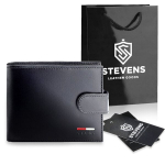 Vyri&scaron;ka odinė piniginė Stevens su RFID apsauga, juoda PREMIUM 07-325A