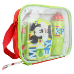Pusryčių rinkinys - MICKEY MOUSE - Pietų dėžutė + 530 ml gertuvė - Mai&scaron;elis įtrauktas - Žalias - Vaikui