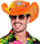 IBIZA HAT WITH PLUSH TRIM & SUNFLOWER orange