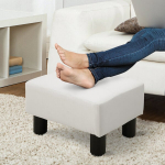 Kojų pufas Chesterfield stiliaus i&scaron; dirbtinės odos, baltas, 40&times;30&times;24 cm, 1 vnt