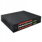 Qoltec tinklo komutatorius SWITCH Fast Ethernet PoE | 16x RJ45 10/100 Mb/s | 2x RJ45 uplink 1000 Mb/s | 1x SFP 1000 Mb/s
