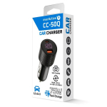Ładowarka samochodowa 1x USB QC3.0, 1 x USB-C PD 75W czarna