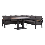 Sodo baldų komplektas Home4You RIO kampinė sofa, 5 vietų, tamsiai pilka