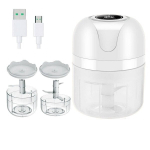 Elektrinis mini smulkintuvas česnakui, vaisiams ir svogūnams 250 ml + 100 ml 1 vnt
