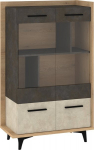 Meblocross BOX-12 pastatoma dvidurė moderni ruda stiklinė vitrina
