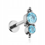 Titano labret auskaras su rožine cirkonio akute 1,2/8 mm