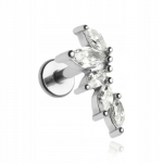 Sidabrinis labret auskaras su cirkoniu, 1.2/6 mm