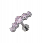 Titano labret su rožiniais cirkoniais, 1.2/6 mm