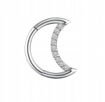 Titaninis "daith" auskaras su baltu cirkoniu, 1.2/8 mm
