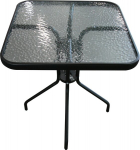 Kvadratinis sodo stalas balkonui ir terasai stiklinis pavir&scaron;ius metalinis rėmas 60x60x70cm BESK