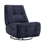 Recliner armchair WILLA with swinging and rotating manual mechanism, blue