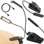Led lempa su klipsu knygoms skaityti, naktinė, 9 Led, Usb įkrovimas