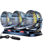 Trigubas 360&deg; besisukantis automobilinis ventiliatorius, 12 V
