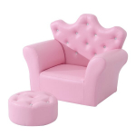 Vaiki&scaron;ka žaidimų sofa, rožinė, su pufu, vaikams kambariui