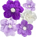 Popierinės dekoratyvinės gėlės sienai, violetinės, 1 rinkinys