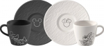 Kavos puodeliai su lėk&scaron;tutėmis Villeroy & Boch Manufacture Rock Mickey Mouse 160 ml, 2 vnt.
