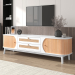 TV spintelė, medžio ir rotango, 170x46x39,5 cm, 2 dėžės