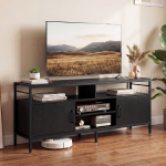 TV spintelė 65" televizoriui, 2 spintelės, 4 atviros lentynos, juoda, TV spintelė 65" televizoriui, 2 spintelės, 4 atviros lentynos, juoda
