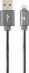 Gembird Lightning į USB kabelis 1m CC-USB2S-AMLM-1M-BG pilkas, 8-pin, krovimui ir duomenų perdavimui