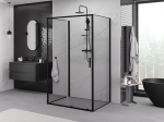 Mexen Exo-3S 3-sienų stumdomas du&scaron;o kabinas 110 x 95 cm, skaidrus, juodas - 8151-110-095-70-00-3S