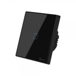 I&scaron;manusis liečiamas sieninis jungiklis Sonoff T3EU1C-TX, 1 kanalo, 600W, 230VAC, valdomas liečiamu mygtuku, programėle, Wi-Fi, galimybė valdyti balsu ir SONOFF pulteliu (SONOFF pultelis į komplektaciją neįeina)
