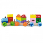 Medinis traukinukas su kaladėlėmis