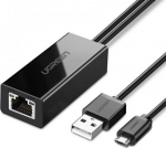 I&scaron;orinė LAN tinklo korta micro USB 100Mbps Chromecast 1m, juoda