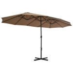 Lauko skėtis su aliuminio stulpu vidaXL, 460x270 cm, rudos spalvos