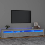 Tv spintelė su led ap&scaron;vietimu, betono pilka, 240 x 35 x 40 cm