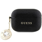 Guess Guess fiksuotas blizgantis &scaron;irdies pakabukas su deimantais ant AirPods Pro 2 - Juodos spalvos