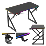 Huzaro Hero 1.7 rgb black žaidimų stalas 120 cm &ndash; su LED ap&scaron;vietimu, Carbon danga