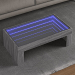 Kavos staliukas su infinity led lemputėmis, pilkas, 90x50x30cm
