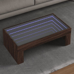Kavos staliukas su infinity led lemputėmis, rudas, 90x50x30cm