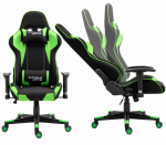 Žaidimų kėdė PlayMaker Black/Green i&scaron; audinio, su porankių ir atlo&scaron;o reguliavimu