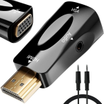 Keitiklis adapteris HDMI į VGA + 3.5mm Audio laidas, 1080P