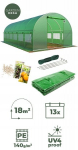 Sodo tunelinis &scaron;iltnamis Garden Rosa, 6x3 m, 18 m&sup2;, UV-4 apsauga, 13 langų, žalia plėvelė
