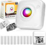 Printers,Mini Portable Printer - Bluetooth Thermal Printer with 10 Roll Papers for DIY Scrapbook & Travel Notes,
